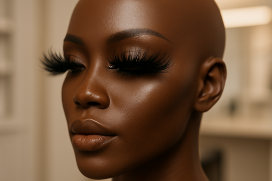 25 MM Purse Mink Lashes on melanin mannequin