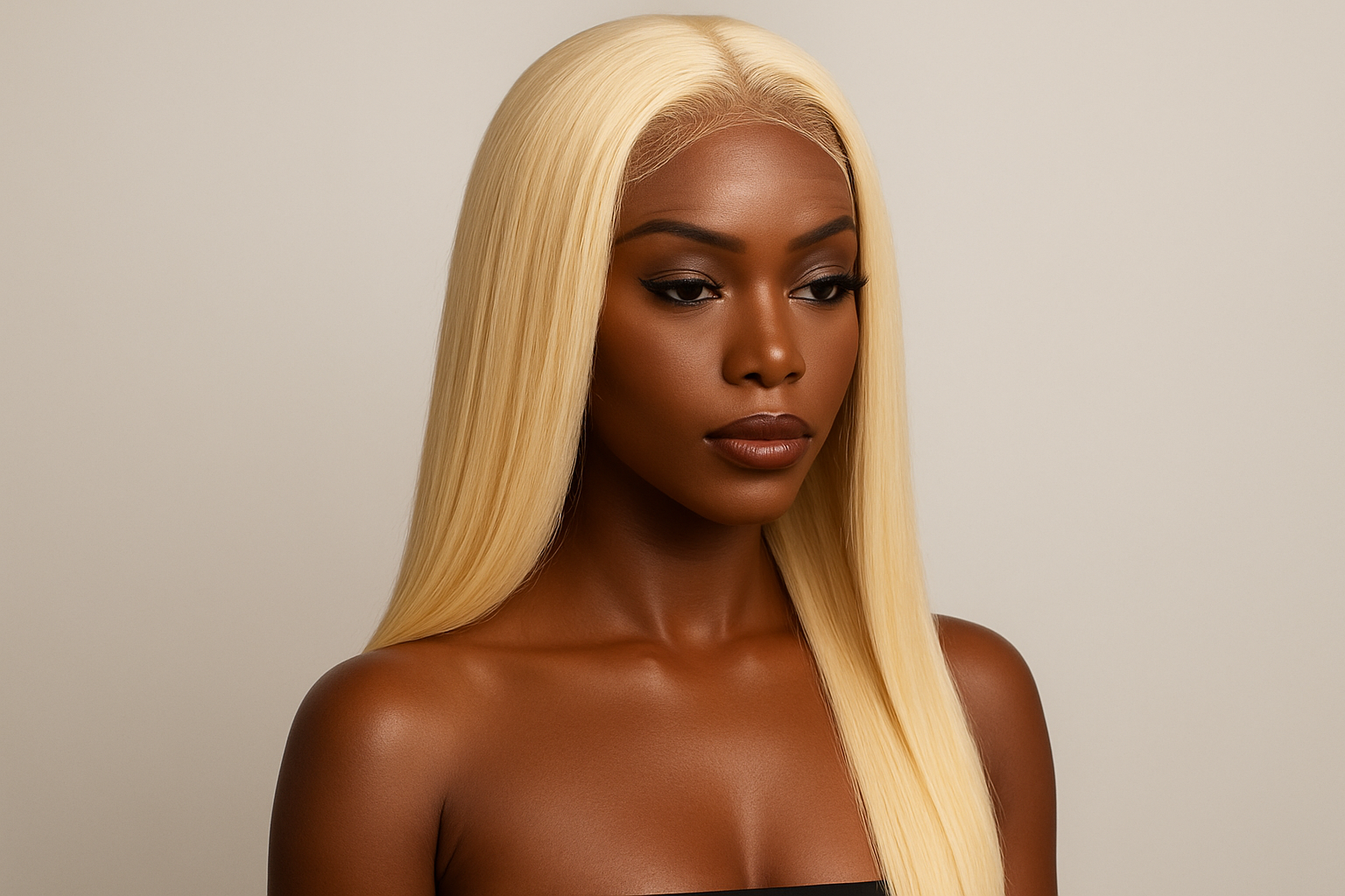 613 Straight Hair Lace Front Wig on melanin mannequin