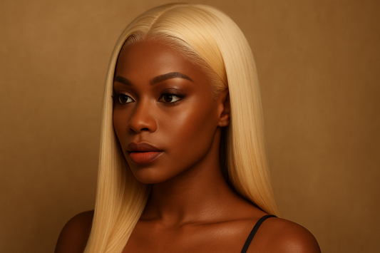 613 Straight Lace Wig on melanin woman