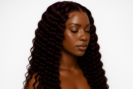 #99J / Dark 99J Colored Lace Wig deep wave on melanin mannequin