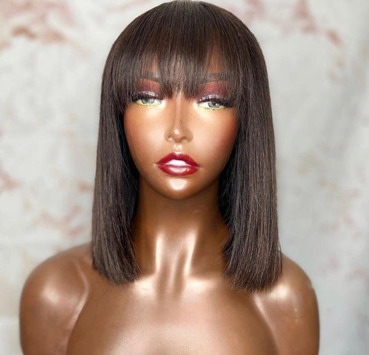 Lace Wig with Bangs & Bob Cut