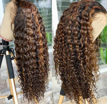 Ombre Light Brown Highlights Deep Wave